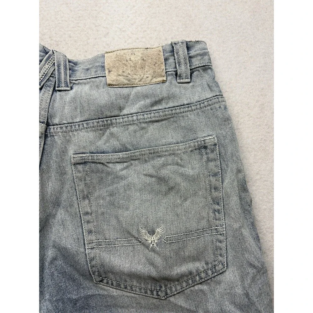 Avirex Jean Shorts Mens 34 Blue Denim Jorts Embroidered Vintage y2k Baggy Skater